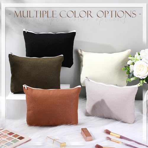 Reginary 10 Pcs Canvas Makeup Bags Bulk Blank Cosmetic Bags,Neutral Color - color: Neutral