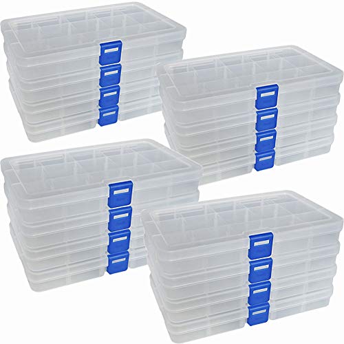 DUOFIRE Plastic Organizer Storage Box, Adjustable Divider 15 Grids, 16 Pack - color: White - 15 Grids, size: 16 pack