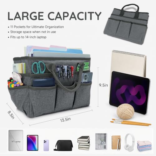 AKAYOK Art Supply Organizer with 11 Pockets, Caddy Organizer with Handle