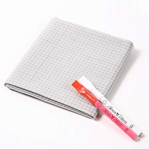 DARUMA Sashiko 100% Cotton Sewing Cloth (42.5 inch x 19.6 inch) with Grid Line and Fabric Marking Pencil Set (Light Grey) - color: Light Grey