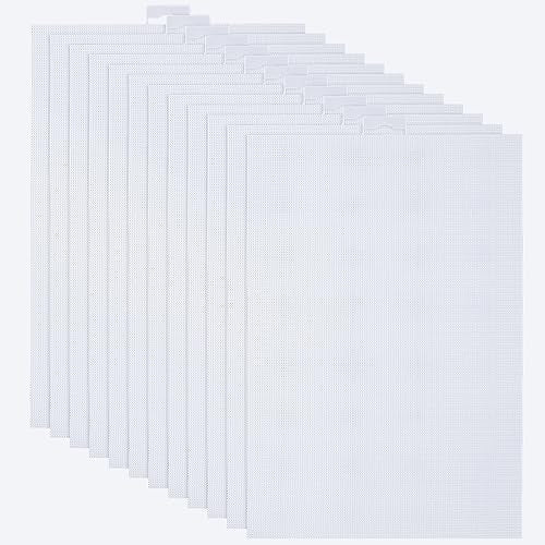 ABuff 12PCS 14 Count Plastic Mesh Canvas Sheets, 8.2 X 11 Inch, White
