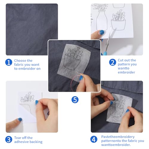 Large Design Water Soluble Stabilizer for Embroidery Stick and Stitch Embroidery Paper Tear Away Embroidery Stabilizers with 16 Pcs Bible Patterns for Embroidery Hand Sewing Love(3 Sheets)