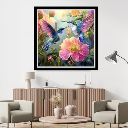 Fanxvivy Counted Cross Stitch Kits for Adults 11CT Unprinted Cross-Stitch Patterns Embroidery Kits Easy Cross Stitching Needlepoint Kits&Hummingbird Flowers 18x18 inch - color: DIY-craft11