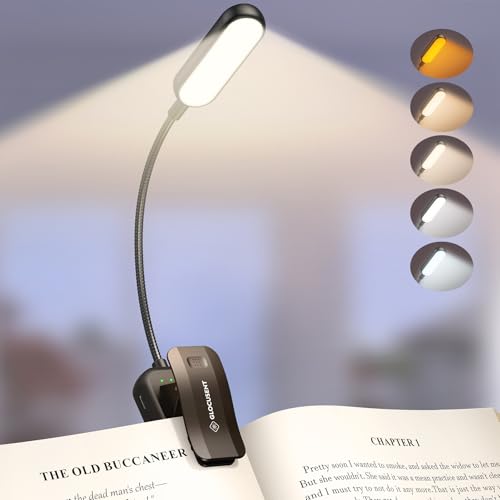 Glocusent 20 LED Reading Lights for Books in Bed, Eye Caring Reading Light - color: Black, size: Upgraded