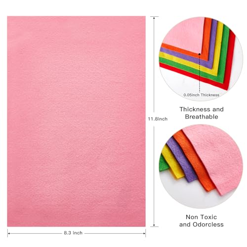 HaoFeiJH Felt Sheets - 6PCS Soft Felt Squares (8x12 A4), 1.5mm Thick, Ideal for Sewing, Patchwork, Decoration, Embroidering, DIY Craft - color: Multi Colorde-6