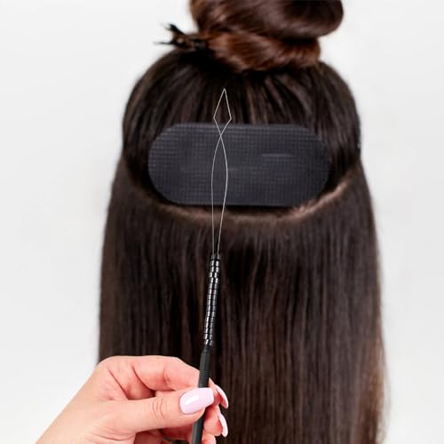 5Pcs Hair Extension Looper for Micro Beads Rings Removable Wire Threading Tool for Weft Extensions Feather Extensions Beader for Microlinks Microbeads Tubes - color: 3 Black