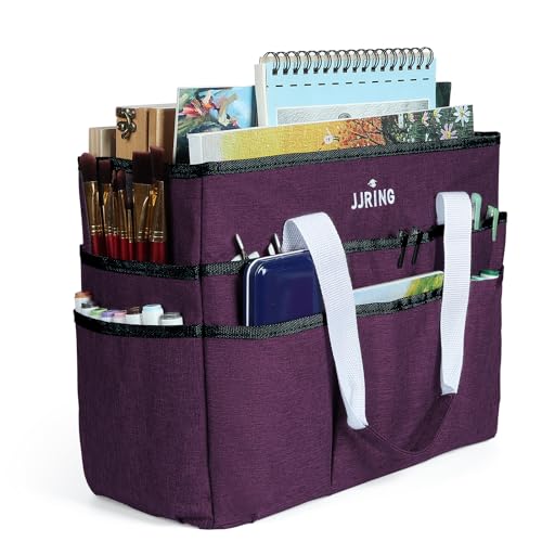 JJRING Craft Organizer Tote Bag Large Art Storage Caddy Deep Purple - color: Deep Purple, size: Large