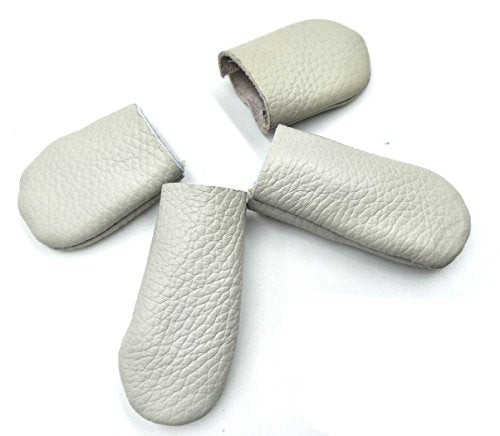 Inton 10 Pair - Needle Felting Leather Gloves Finger Protector Craft Tools Cowhide Leather Thumb Guard Thimble for Protecting Your Fingers Essentially DIY Handmade Grey