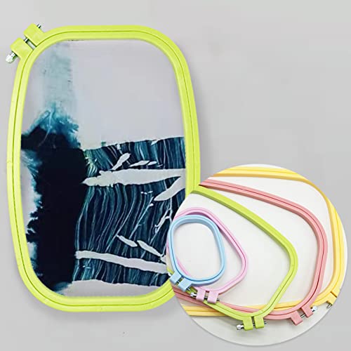 5 Size Colorful Embroidery Hoop Rectangle Square Embroidery Frame Cross Stitch Hoop Sewing Tool for Art Craft Handy Sewing (Multicolor),LAMXD Embroidery Hoop - style: 5 Sizes Rectangle Square