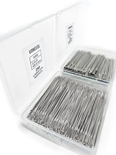 VONEEDL 500 PCS Large Eye Heavy Duty Sewing Needles - Bulk Set of 2.4 inch Big Eye Embroidery Needles - Easy to Thread Quilting Needles - style: 2.4 inches