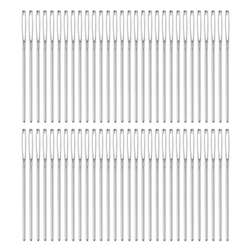 HARFINGTON 60Pcs Large Eye Blunt Needles 2.75" Tapestry Needle Yarn Sewing Knitting Weaving Needle Stainless Steel for Crochet Projects - size: 2.75"