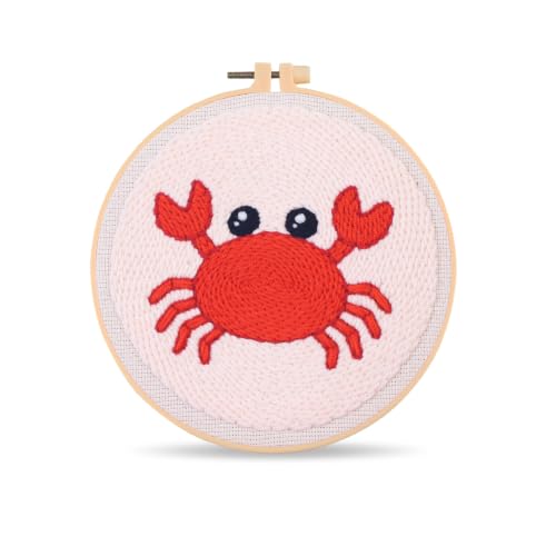 Harimau Punch Needle Kit Twelve Zodiac Signs Pattern,1Pc Embroidery Hoop, Essential Punch Needle Supplies,Ideal Punch Art for Beginners,DIY Adults Embroidery, Video Teaching - color: 65278