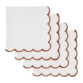 Blue Needles Cotton Scalloped Embroidery Cloth Napkins 17X17Inch - Set of 4 - color: Half White(edges - Nut Brown)