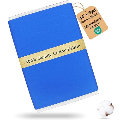 Craftido-19 Options-100% Cotton Fabric by The Yard in Solid Color 44”Wide by 3yd (9 ft) -Medium Weight 5.2 oz-Soft Cotton for Quilting, Sewing, Crafts, Binding, Backing and Lining - True Blue - color: True Blue