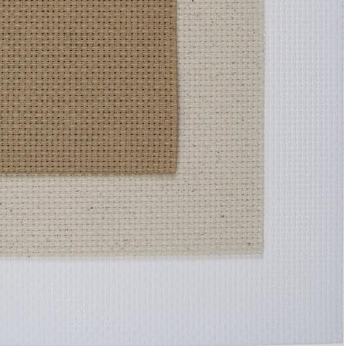 KCS 3 pc of 12" x 18" 14CT Counted Cotton Aida Cloth Cross Stitch Fabric (White+Oatmeal+Khaki) - color: White+oatmeal+khaki