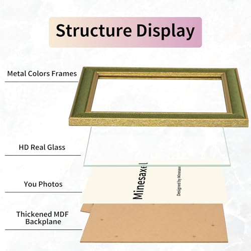 4x6 Picture Frame - Green Fabric & Vintage Gold Border HD Real Glass with Easel for Tabletop/Wall (Family Photos, Cabin Decor 4 Pack) - color: Green-4pcs, size: 4x6