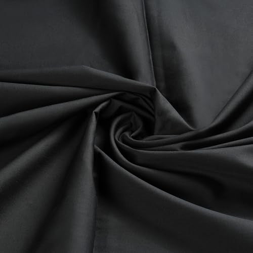 1 Yard Black Lightweight Cotton Broadcloth Fabric by the Yard, 3.7 oz - color: Black, size: 1 Yard