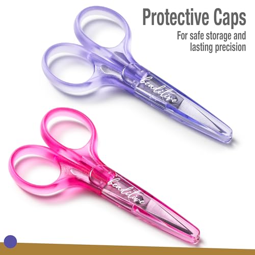 Beaditive High Precision Detail Scissors Set (2-Pc) Sharp, Fine Tips | Paper Cutting, Scrapbooking, Sewing, Crafting | Stainless Steel | Protective Cover (Jelly) - color: Jelly