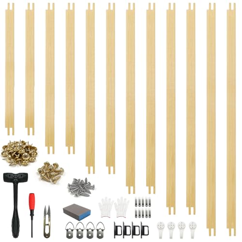 12pcs Needlepoint Stretcher Bars Kit – Multi Size Wooden Canvas Stretcher Bars for Needlework with Complete Installation Tool Kit, Embroidery Stitch Frame Set for Needlework & Cross Stitch - color: Wood-10,14,16 Inch 12pcs