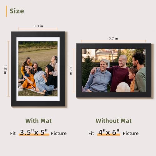 HappyHapi 4x6 Picture Frame Set of 5, Wall or Tabletop Display, Black - color: Black, size: 4x6
