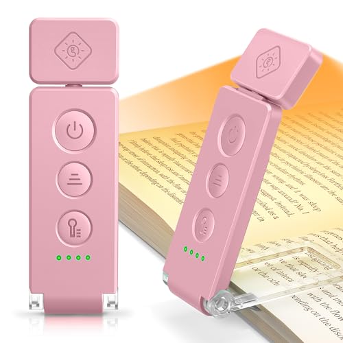 Glocusent Eye-Caring 12 LED Book Light, Compact Rechargeable Reading Light - color: Pink