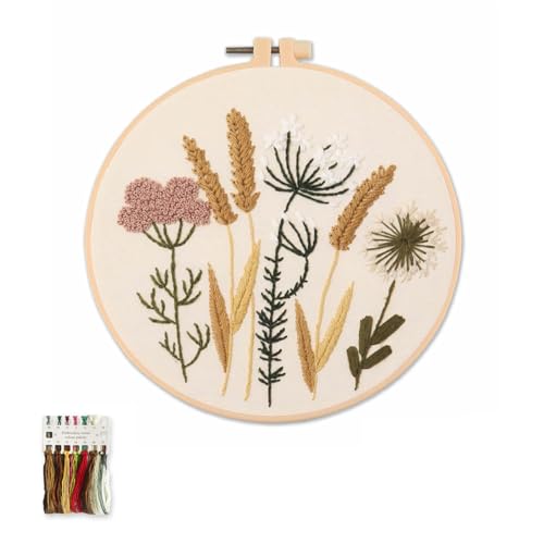 artcici Embroidery Kits Floral Plant Patterns for Beginners Adults, Full Range Embroidery Starter Kits Cross Stitch Needlework Supplies (Wild Flower) - color: Wild flower