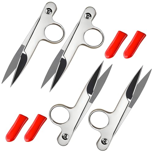 4 Pcs Thread Snips for Sewing, Sewing Scissors with Protective Rubber Sleeve, Ergonomic Mini Snippers for for Quilting, Embroidery, Dressmaking, 4.72 in Long, Silver