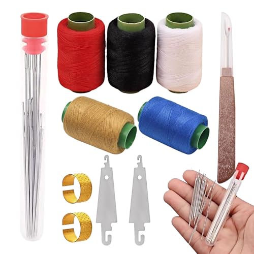 37PCS Big Eye Steel Sewing Tool Set, Needle and Thread Kit, Threader and Needle Repair Kit Stainless Steel Needles for Hand Sewing