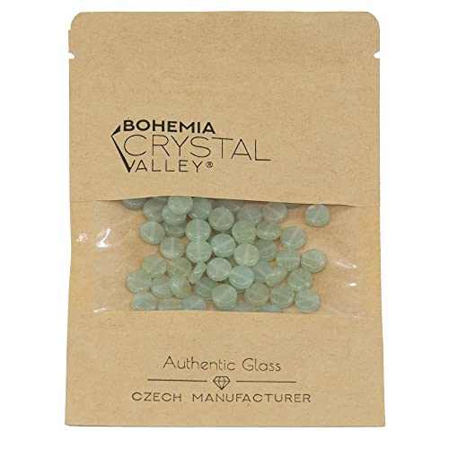 0.88oz (ab. 70pcs) Flat Round Coin 1-Hole Glass Beads, 0.31 inch (8mm), Czech Republic, Dirty Green - Glow in the Dark Bright Blue - color: Coin, Green - Glow Blue