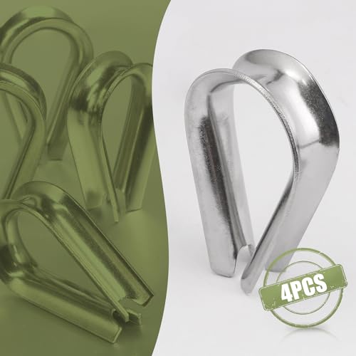 M12 Wire Rope Thimble, 304 Stainless Steel Thimble for 7/16-1/2 Inch Diameter Wire Rope, 4 Pieces - size: M12