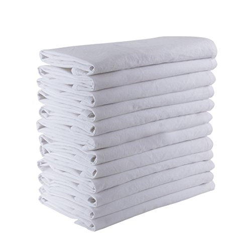 DG Collections 100% Cotton Flour Sack Towels – 24 Pack, 27x27 Inches, White, Lint-Free, Pre-Washed, Hemmed Edges – Reusable Kitchen Towels for Cleaning, Embroidery, Printing & Crafts - White - color: White, size: Set of 24 (27x27 inches)