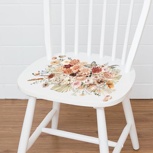 Joeyan Boho Bouquets Rub On Transfers for Furniture and Crafts,12''x18'' - style: Boho Bouquets