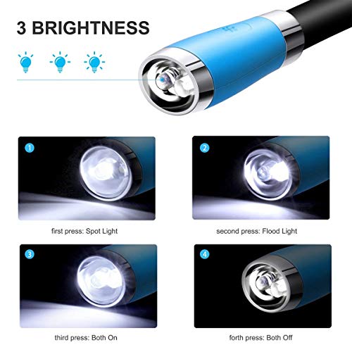 Book Light, Neck Reading Light, USB Rechargeable, Hands Free, 4 Super Bright LED Bulbs, 3 Adjustable Brightness, Best for Reading in Bed, Knitting, Walking, Jogging, Mending in Night (Blue) - color: Blue