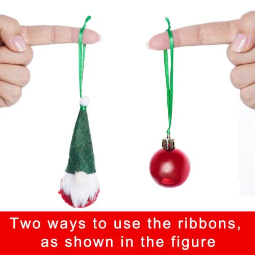 100 Pcs Christmas Ornament Ribbon Hangers, Thin Hand Tied Ornament Ribbon Loops - color: Green