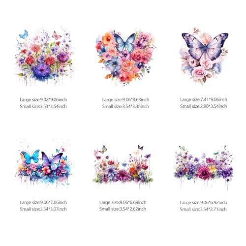 12PCS Ink Splash Flower & Butterfly Iron On Transfers - style: NF002