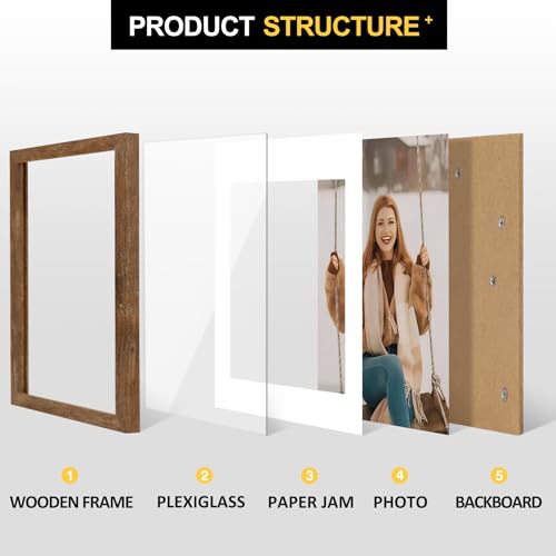 TOFOREVO 8x12 Picture Frames with 6x8 Mat Set of 2, Rustic Brown - color: Rustic Wood, size: 8x12