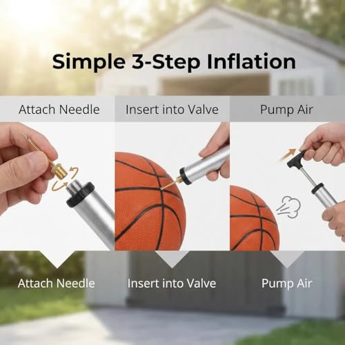 Ball Pump Needles,Air Pump Needles for Balls with Storage Case, Compatible with Hand Pump and Electric Pump, Stainless Steel Silver+Gold 10Pack