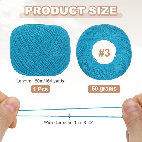 MECCANIXITY Crochet Thread Pearl Cotton Size 3 Dark Sea Blue 164 Yards for Crocheting Tatting Knitting Embroidery Sewing - color: Dark Sea Blue