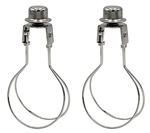 Creative Hobbies® Lamp Shade Light Bulb Clip Adapter Clip on with Shade Attaching Finial Top, Silver Color | 2 Pack - color: Silver