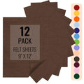 IONTACH 9" X 12" Felt Fabric Sheets 1.6mm Thick (12 Packs, Brown) - color: Brown