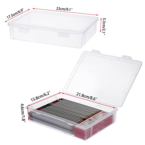 BTSKY Clear Plastic Storage Box with Flap Lid, 2 Pack Small - 9.1"x6.7"x2" - size: Small-2 Pack
