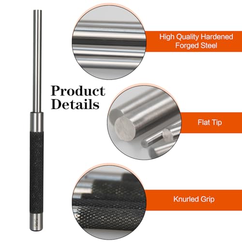 8 in Long 1/8" - 3/8" Carbon Steel Pin Punch Set with Storage Pouch - color: 5pcs 8in Pin Punches