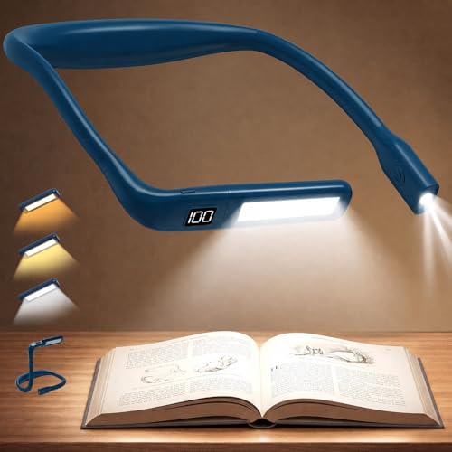 Upgraded Book Light, Power Display, Timer, Rechargeable Neck Light - color: Dark Blue