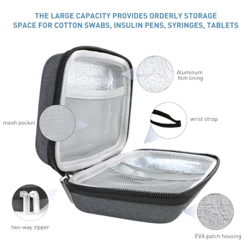 suzamed Insulin Cooler Travel Case, 2x150g Ice Pack TSA Approved, Dark gray - color: Dark gray