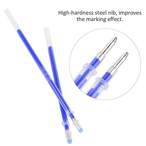 100Pcs Heat Erasable Pen Refills, Blue Fabric Marking Pen Refills, 13cm High Temperature Disappearing Ink Pen Refills for Fabric, Clothing, Leather Temporary Marking