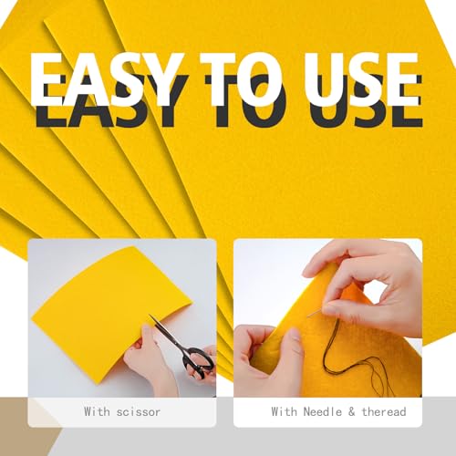 HaoFeiJH Yellow Felt Fabric Sheets - 6PCS Felt Squares - 8x12 A4 Stiff Felt Squares, 1 Colors Felt Papers, 2mm Felt for Sewing, Patchwork, Decoration, DIY Craft Felt - color: 2mm Yellow