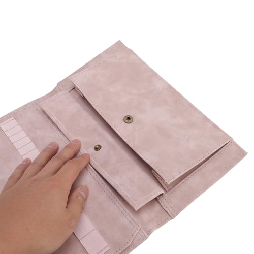Tyenaza Knitting Needle Storage Bag, PU 13in Knitting Needle Case Organizer for Home Travel Cafe (Light Rosy)