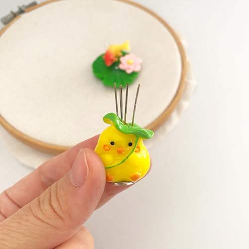Magnetic Lotus Flower Leaf Needle Minder Chick Needle Holder and Fish Threader for Cross Stitch Embroidery Sewing Needlework Craft Supplies