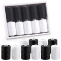 Swpeet 10Pcs 1000 Yards Black White 2 Colors All Purpose Threads Assorment Kit, Handy Polyester Sewing Threads Embroidery Thread, Hand Sewing Needle Threaders Set for Crafters Lovers - color: Black and White Styles