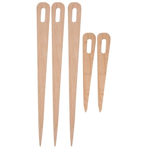 HEEPDD 5Pcs Hand Stick Wooden Knitting Eye Needle Tapestry Weaving Tools